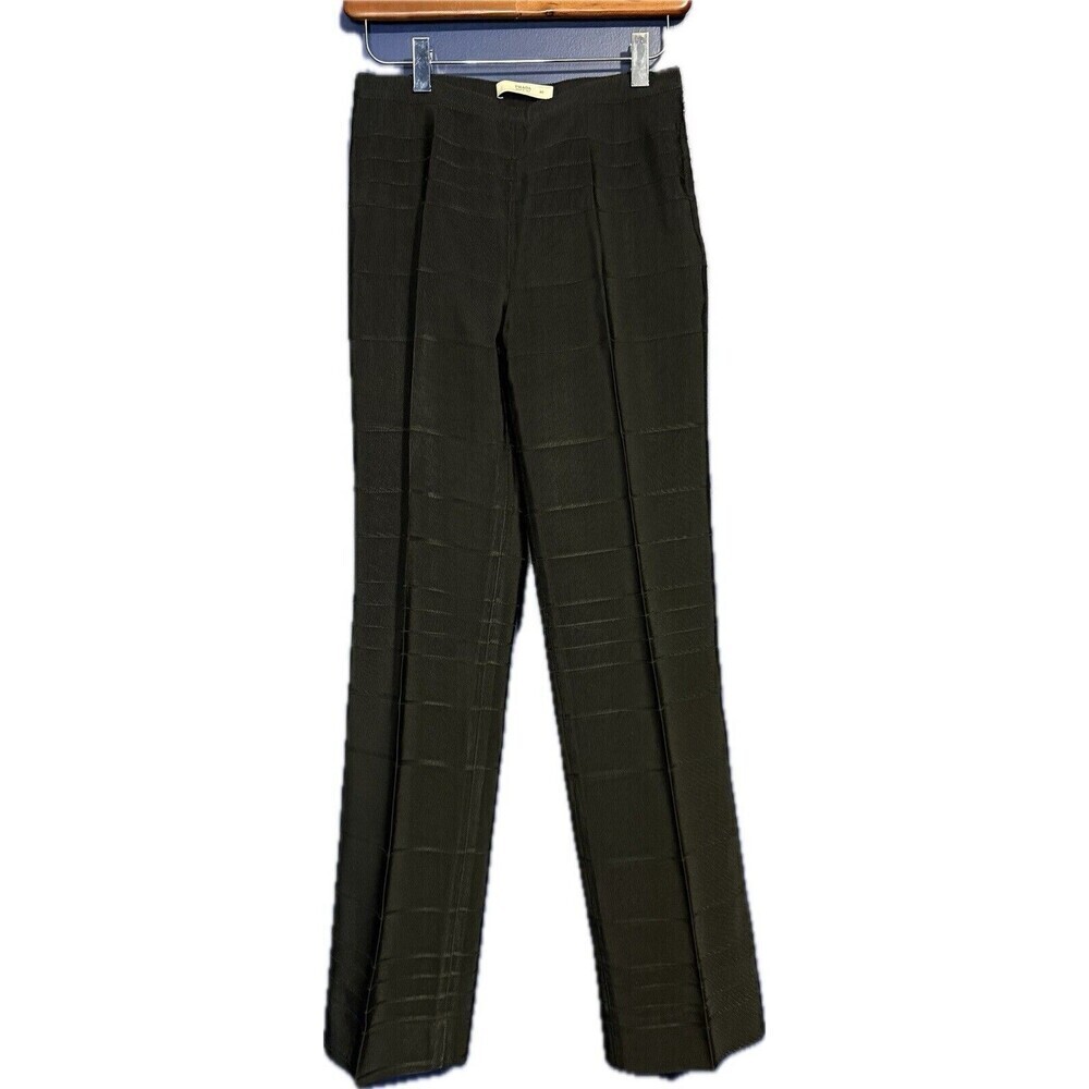 Prada Womens Creased Straight Leg Ribbed Dress Pants Black Trendy Size EUR 40